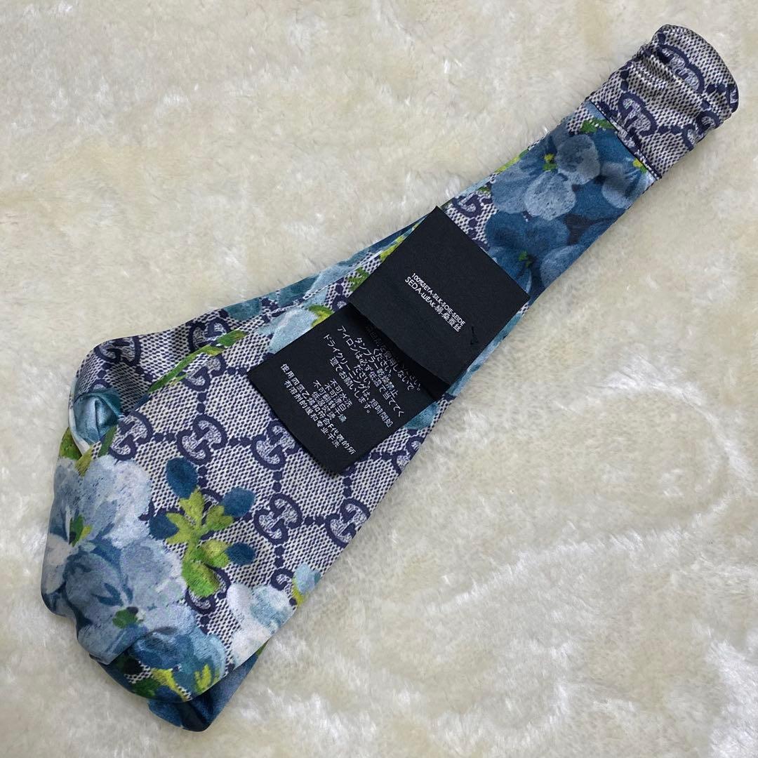 希少色❗️新品級✨GUCCIブルームスGG総柄ヘアバンド花柄フローラルプリント青