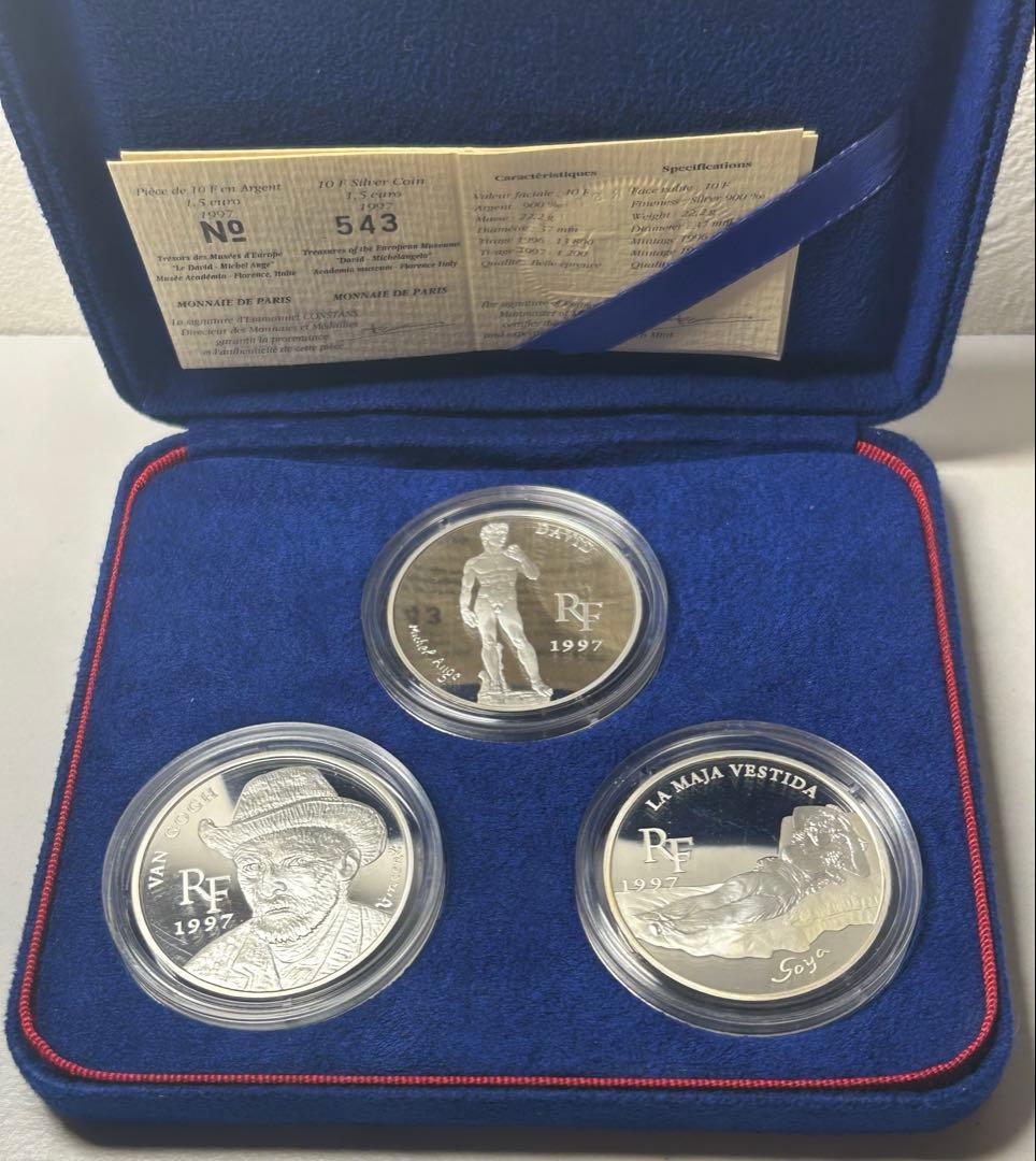 フランス 100フラン銀貨 3枚 「ゴッホ」他 古銭 銀貨 外国