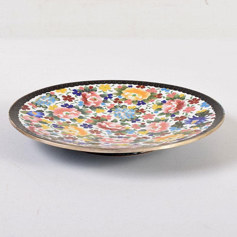 七宝焼　京七宝　錦雲軒　稲葉造　万華友禅文　飾皿　皿立付　共箱　V　R8029