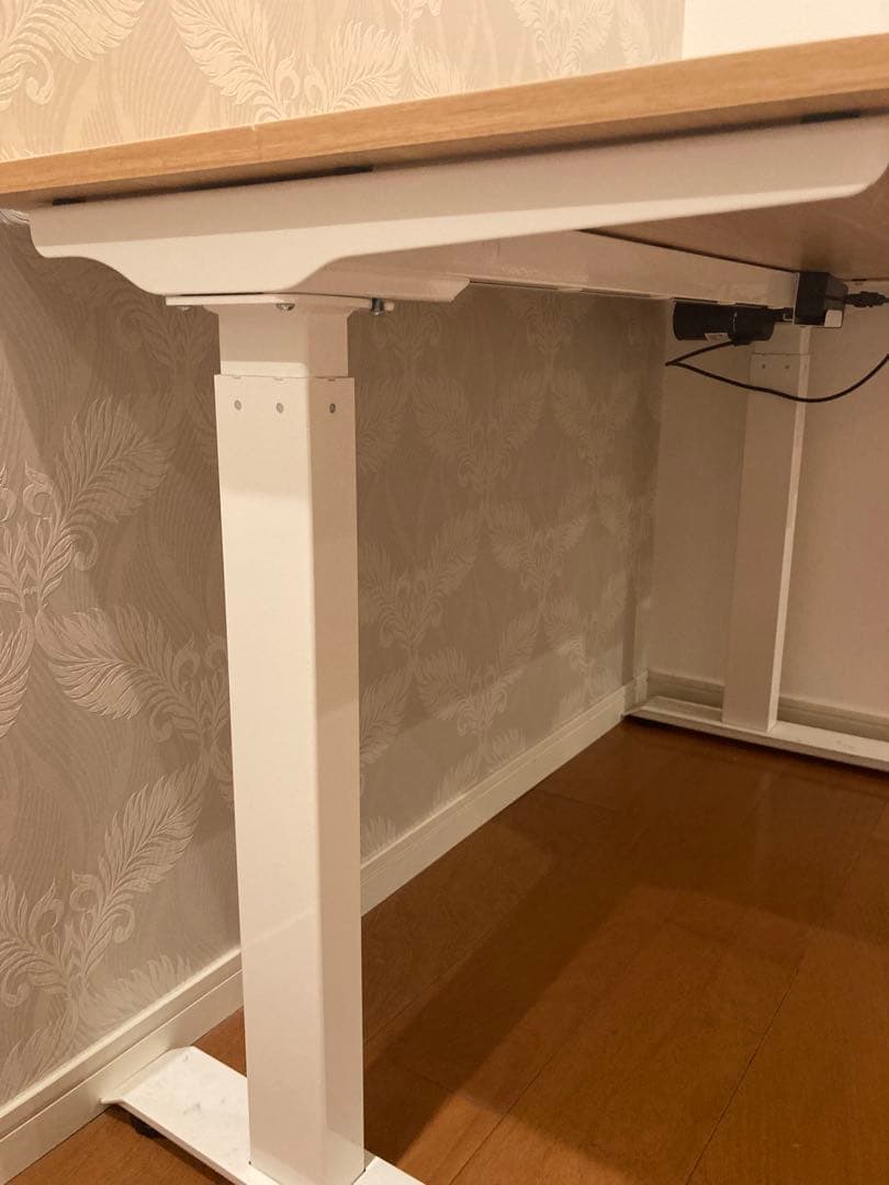 電動昇降式デスク　Flexi Spot E9（脚ホワイト+天板メープル）