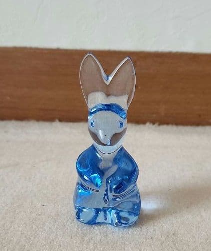 L【美品】BACCARATバカラ　兎ウサギ　飛躍＆交流運　ブルー系　置物　　廃盤