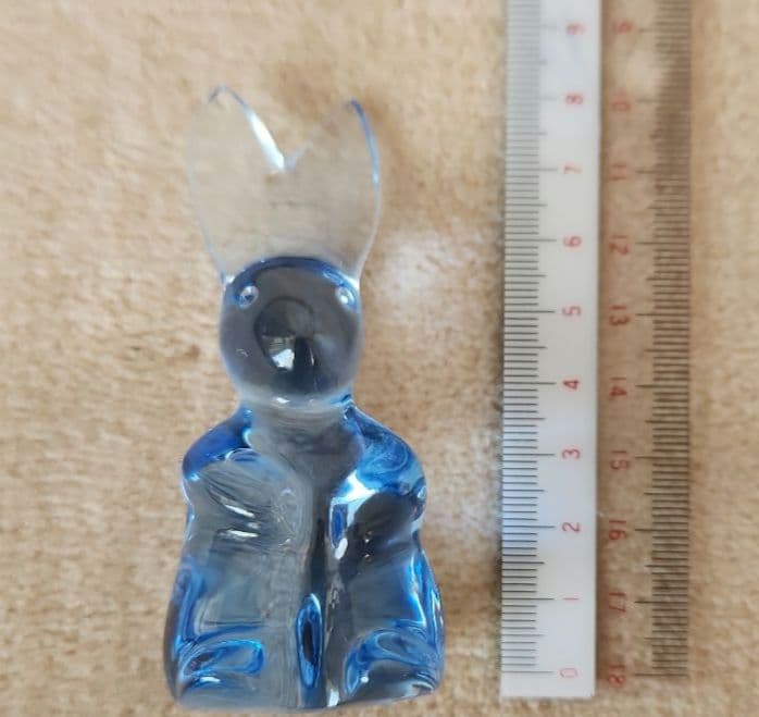 L【美品】BACCARATバカラ　兎ウサギ　飛躍＆交流運　ブルー系　置物　　廃盤