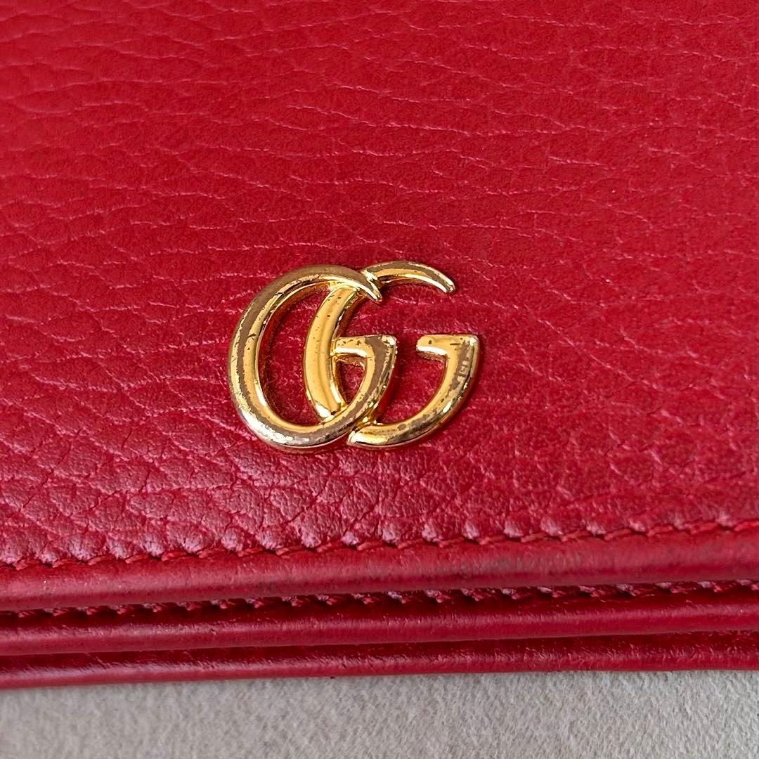 GUCCI グッチ GGマーモント 二つ折り財布 レッド