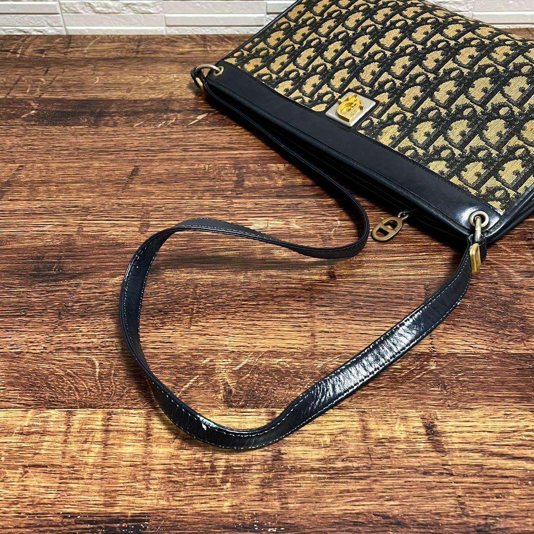 ディオール トロッター キャンバス × レザー ショルダー バッグ ポーチ