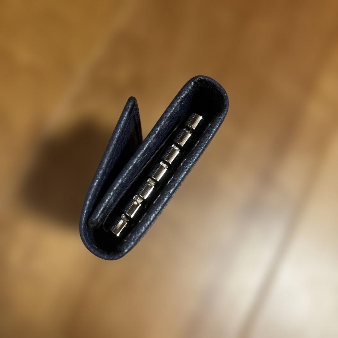 BVLGARI ネイビー レザー キーケース