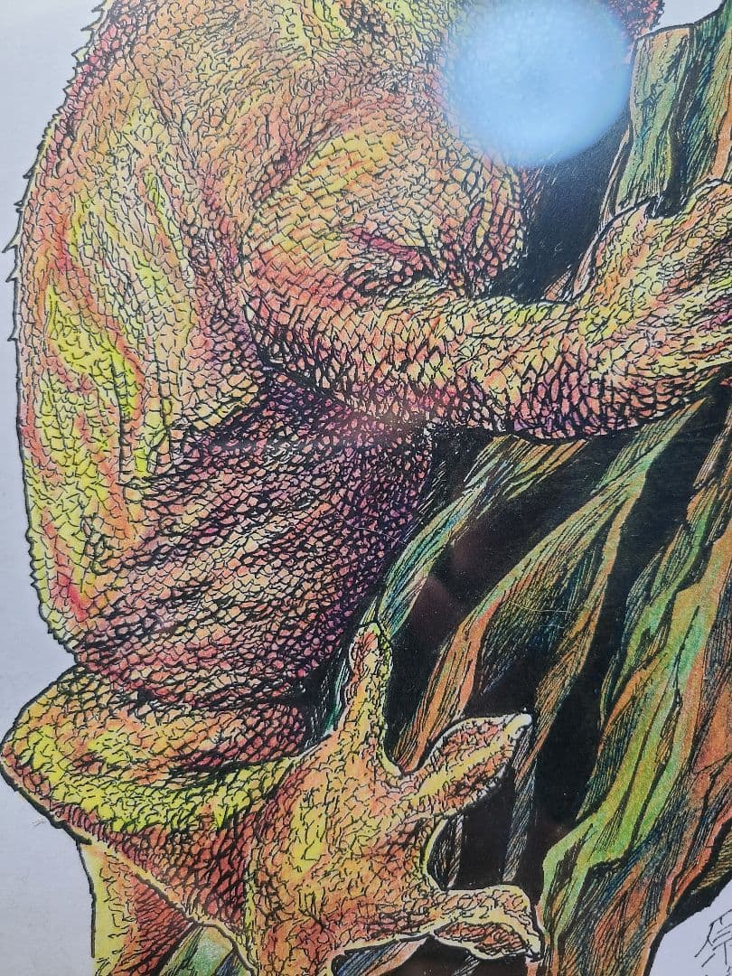 【クレステッドゲッコー】自作　額縁入り　B5