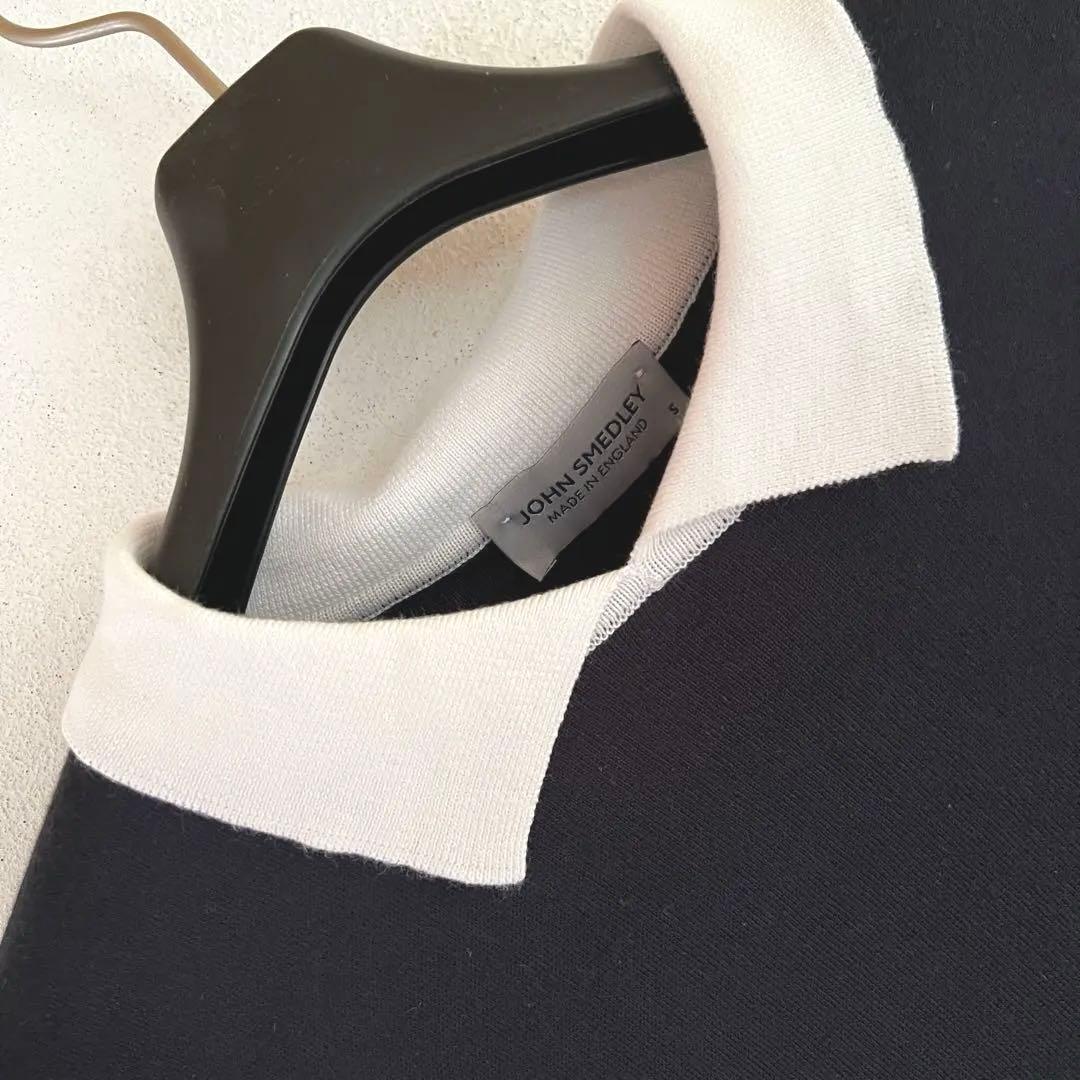 JOHN SMEDLEY ネイビー 半袖ポロシャツ