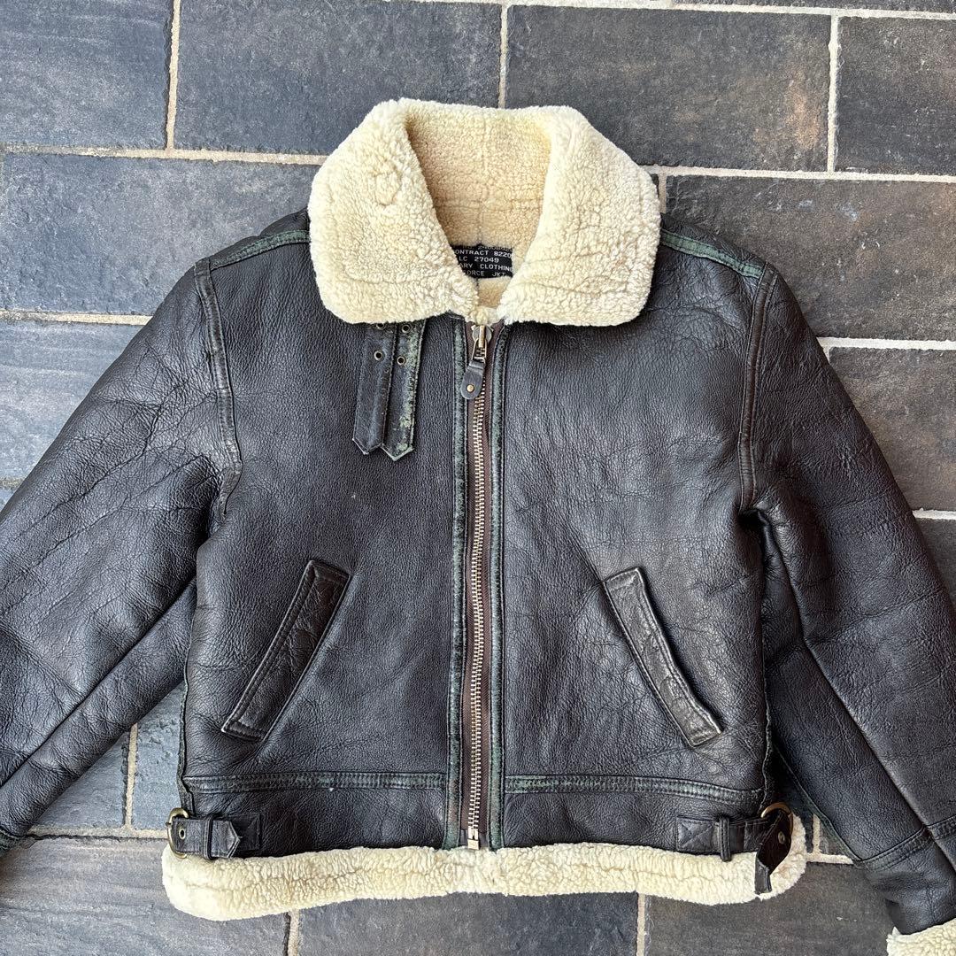 90s B-3 フライトジャケット ラムレザー ダークブラウン 古着 ムートン