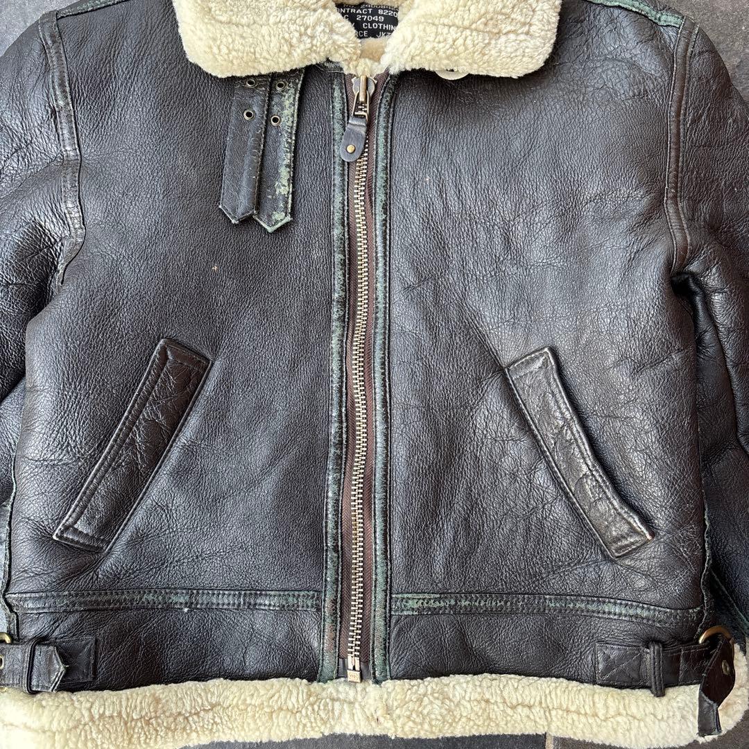 90s B-3 フライトジャケット ラムレザー ダークブラウン 古着 ムートン