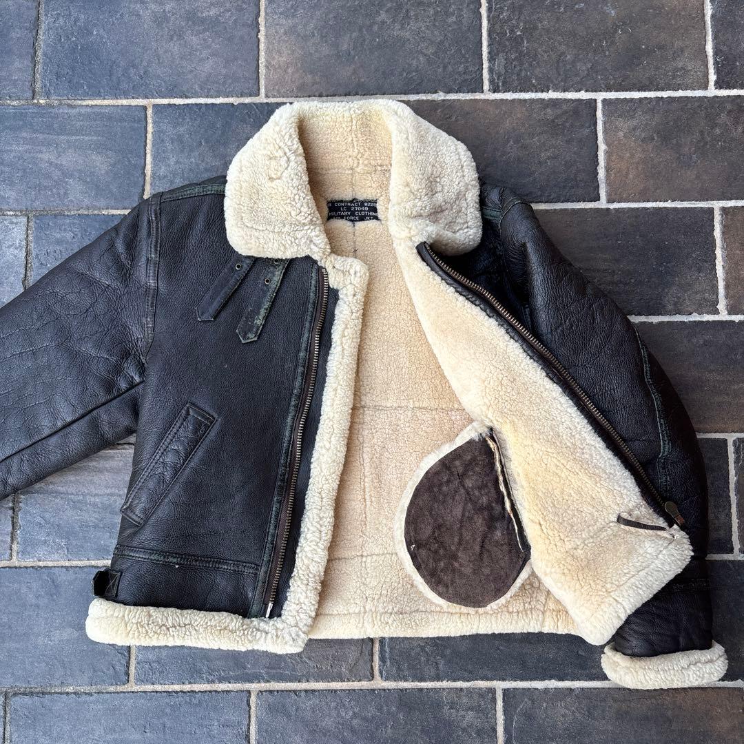 90s B-3 フライトジャケット ラムレザー ダークブラウン 古着 ムートン