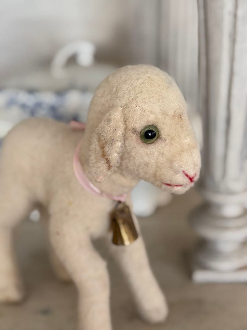 ドイツアンティーク　シュタイフlamby白の羊ぬいぐるみ