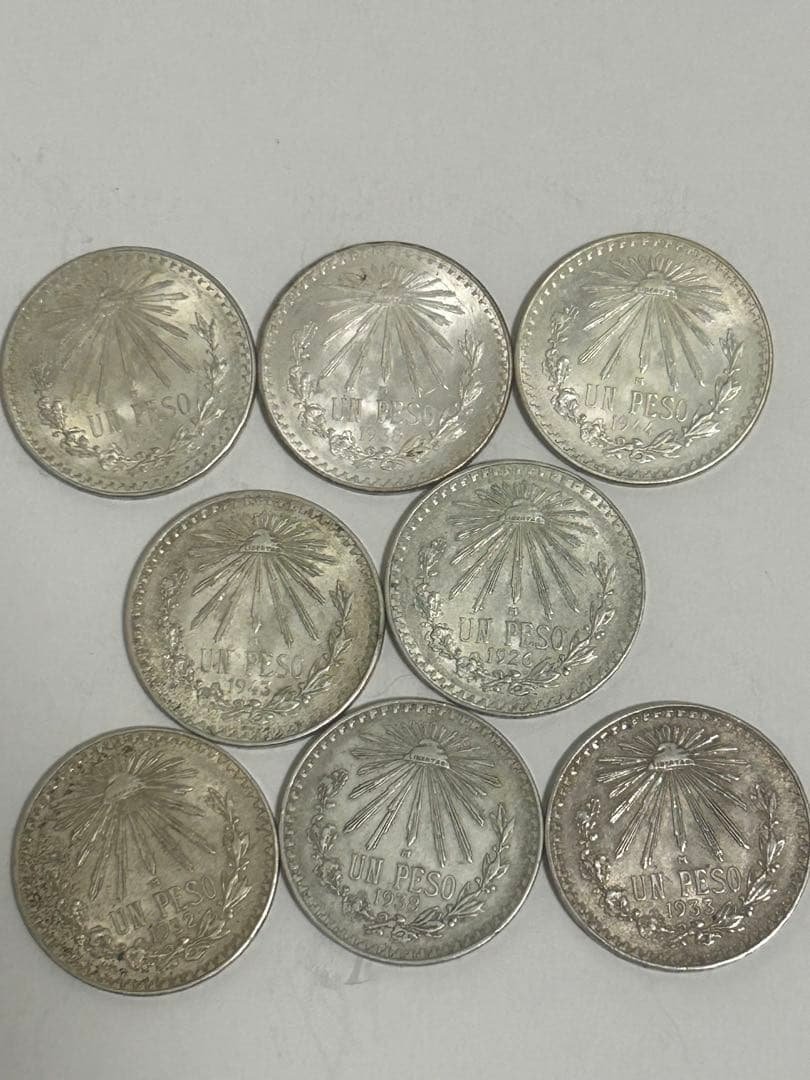 メキシコ1ペソ銀貨8枚セート