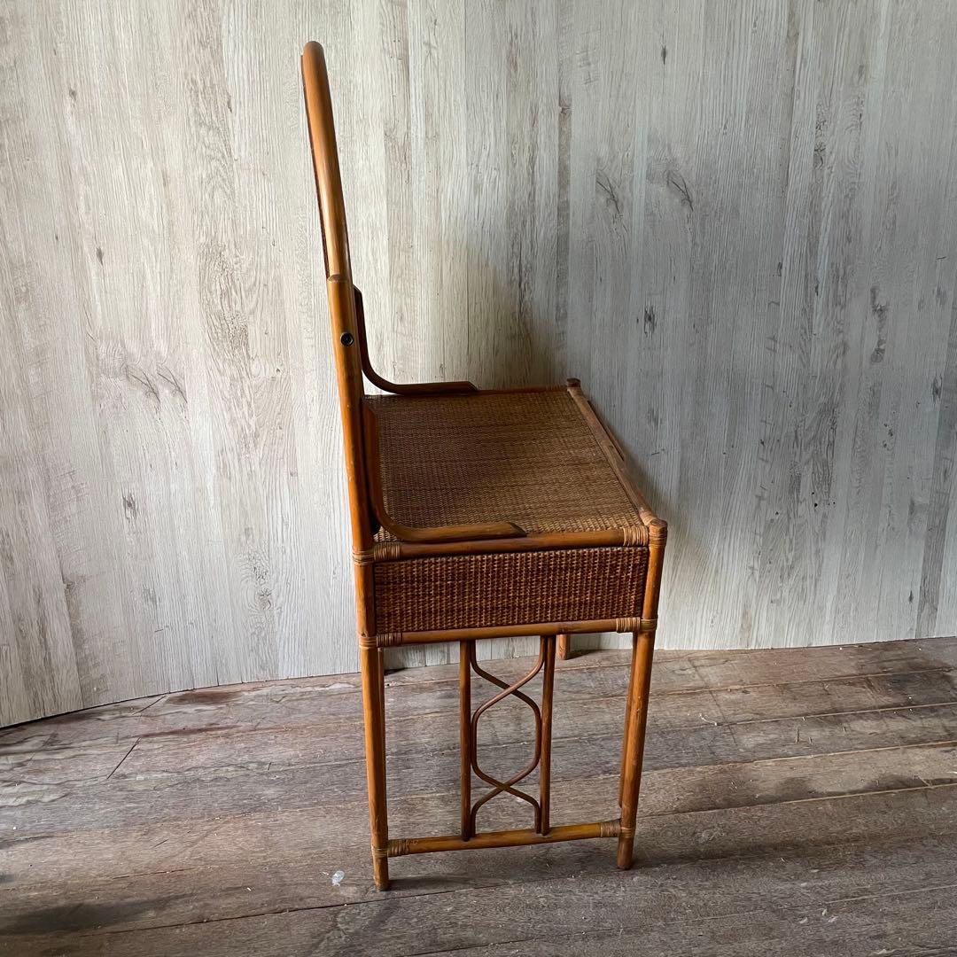 ラタン化粧台 ビンテージ アンティーク家具 ラタン家具 籐 鏡台 昭和レトロ