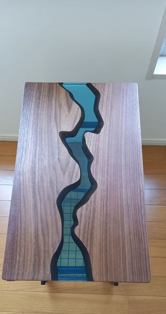 リバーテーブル　レジンテーブル　サイドテーブル　キャスター付き　キッチンワゴン