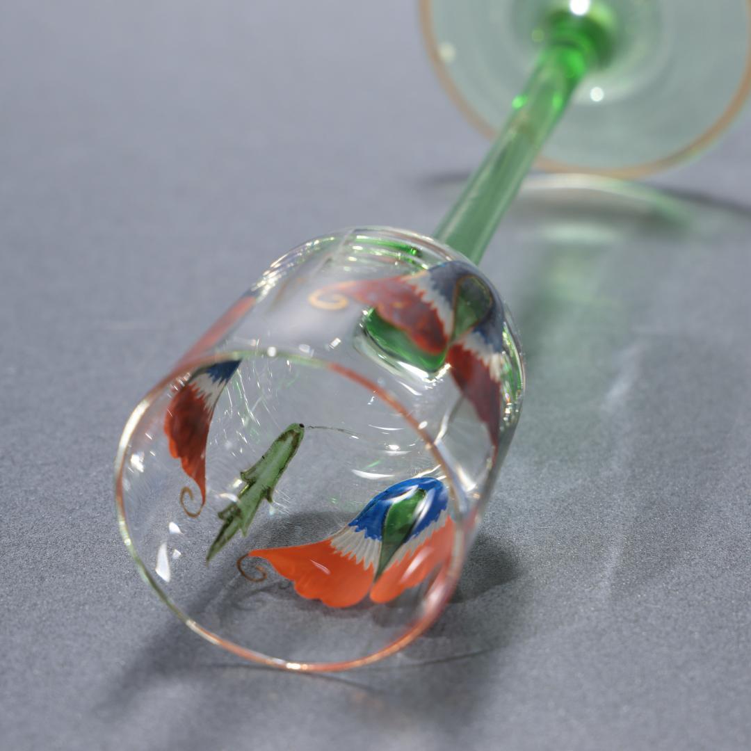 【美品】アンティークグラス　リキュール　花　オブジェ　花びら　R1343ダI