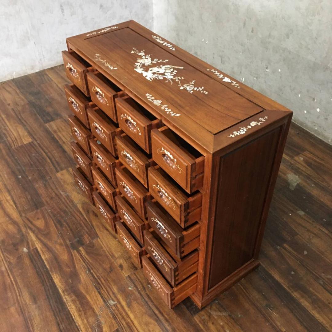 唐木 花梨 螺鈿細工 薬棚 薬箪笥 収納棚 棚 小物入れ 古道具 和家具