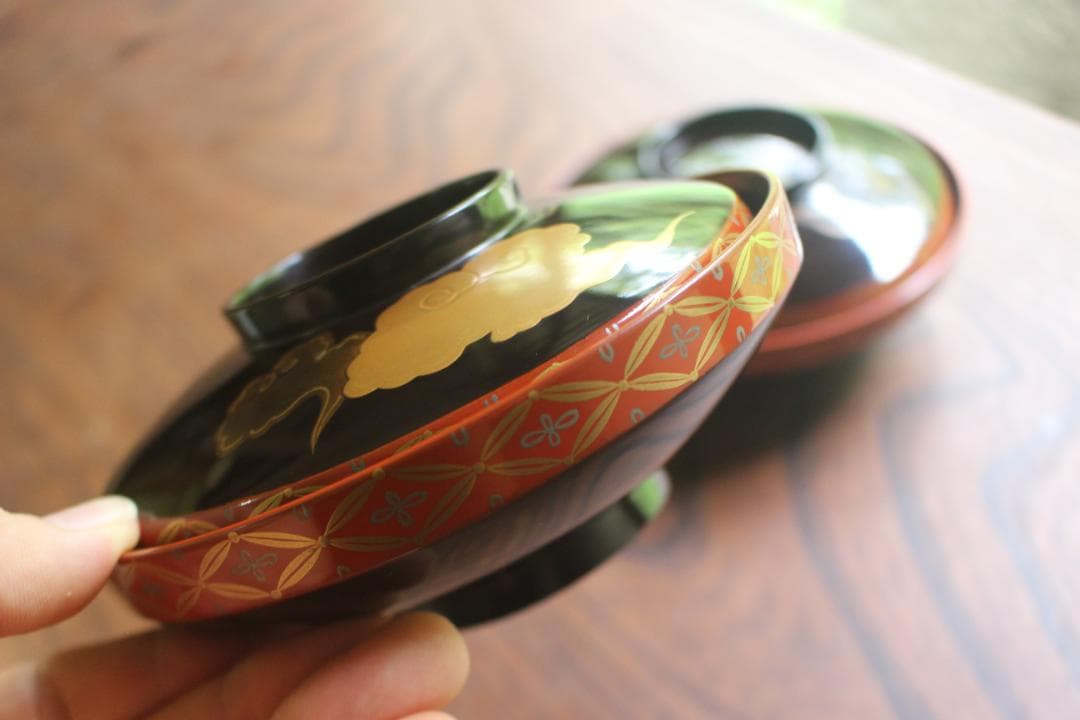 時代逸品！極上七宝文縁に優美な金銀雲蒔絵の映えるお椀2点（検輪島塗蒔絵椀雑煮椀