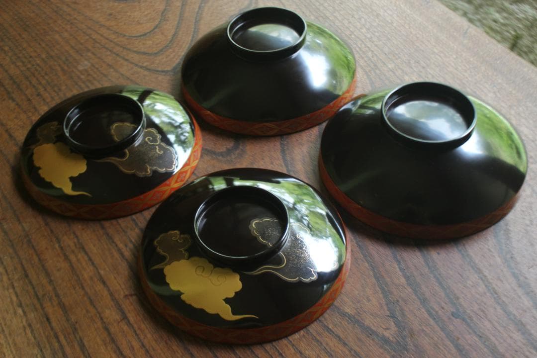 時代逸品！極上七宝文縁に優美な金銀雲蒔絵の映えるお椀2点（検輪島塗蒔絵椀雑煮椀