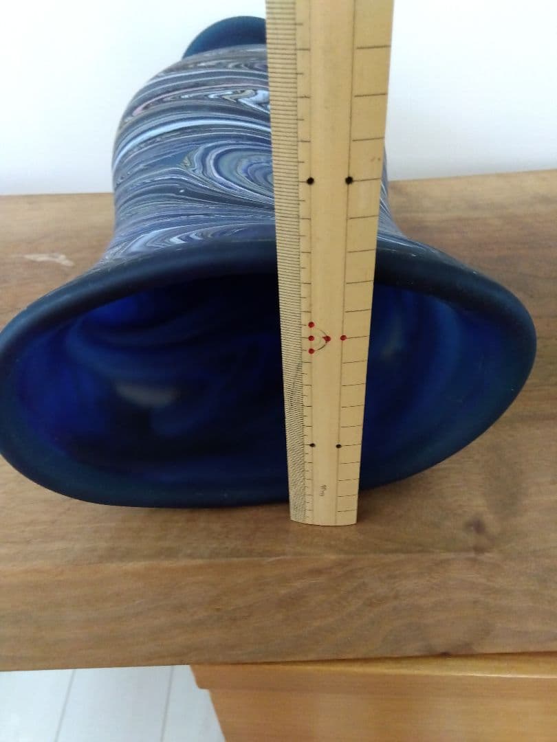 青と黒のマーブル模様 ガラス花瓶