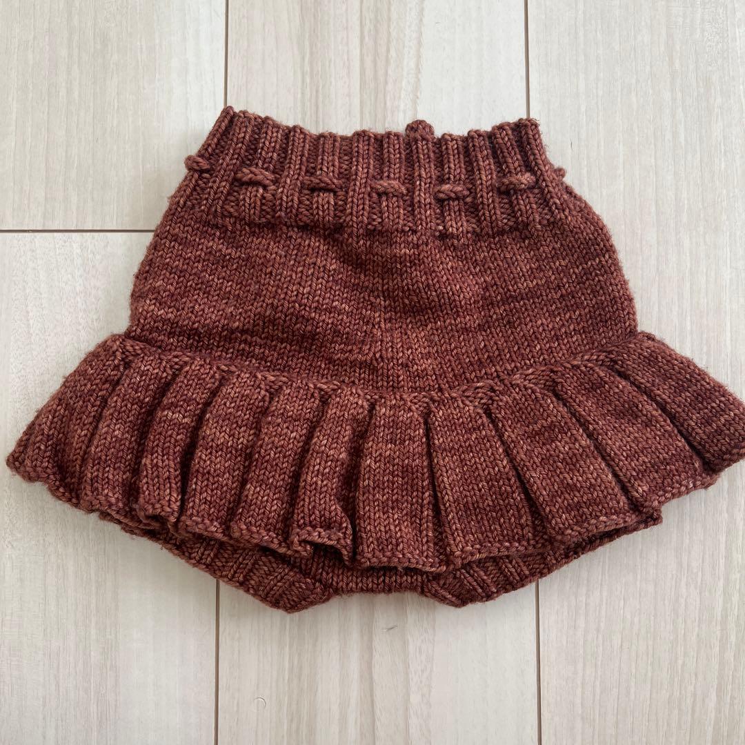 ブラウン ニット フリルスカート
