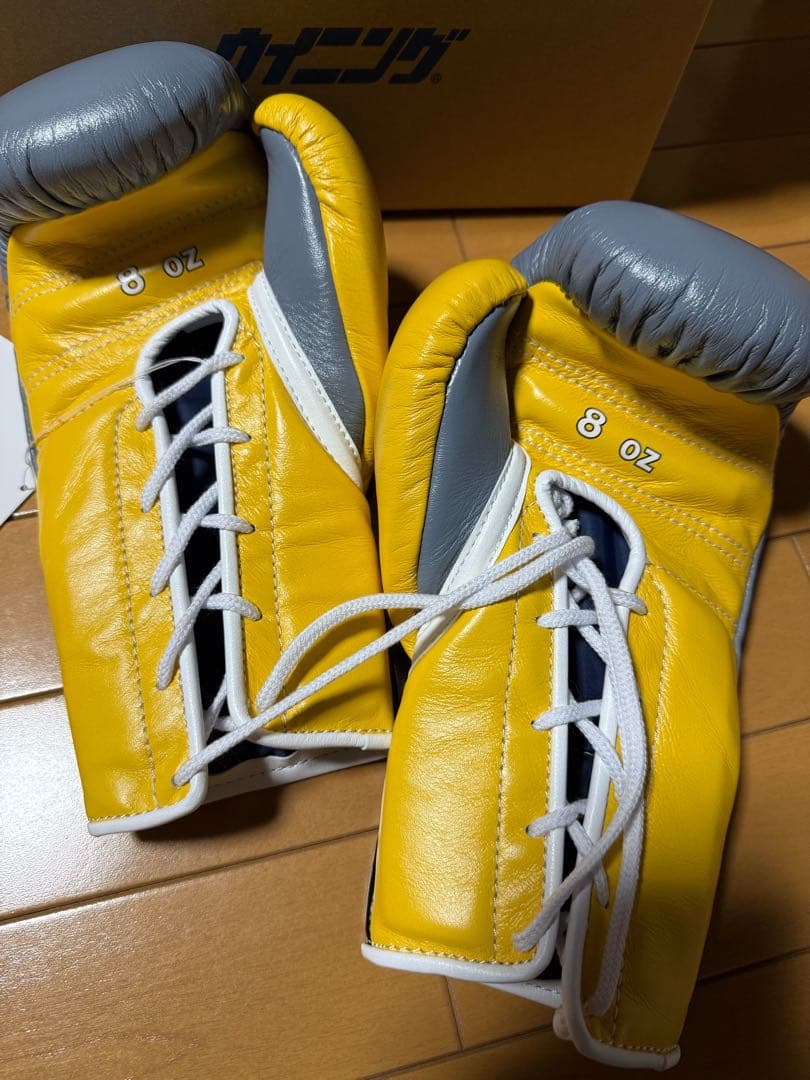 [井上尚弥］Winning ボクシンググローブ 8oz グレー/イエロー