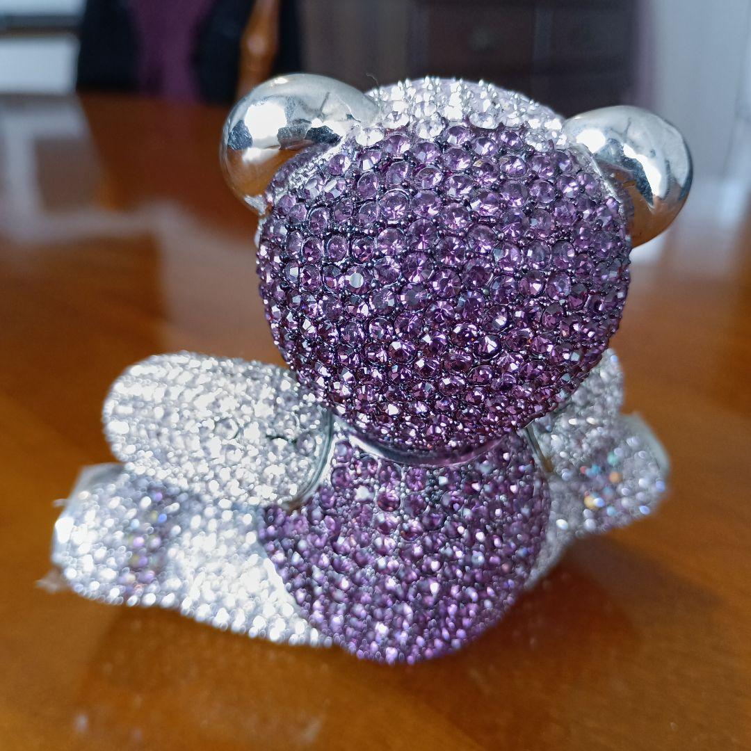 クリスタル、スワロフスキー装飾✳テディベア　ピンクパープル　アメリカ製　希少
