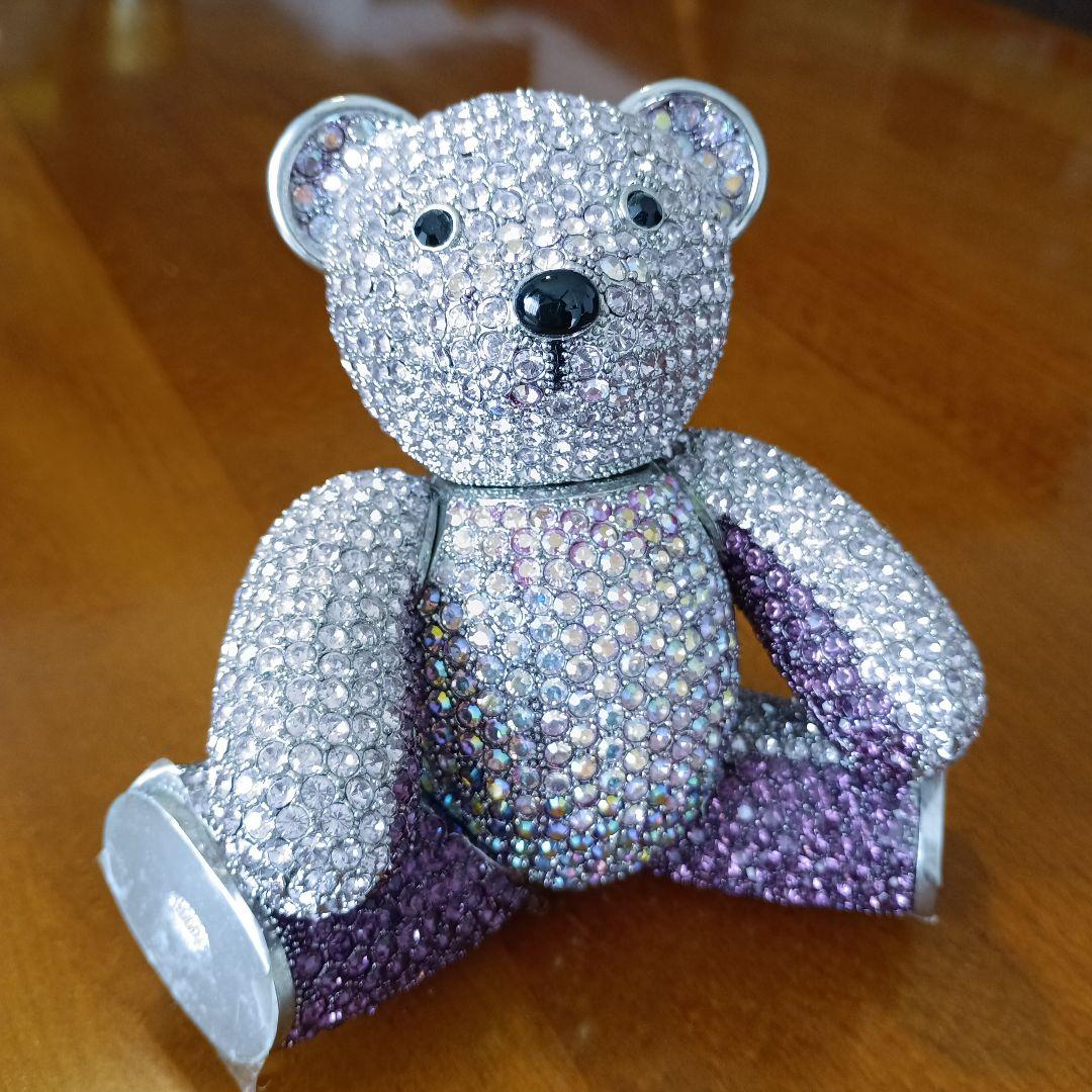 クリスタル、スワロフスキー装飾✳テディベア　ピンクパープル　アメリカ製　希少