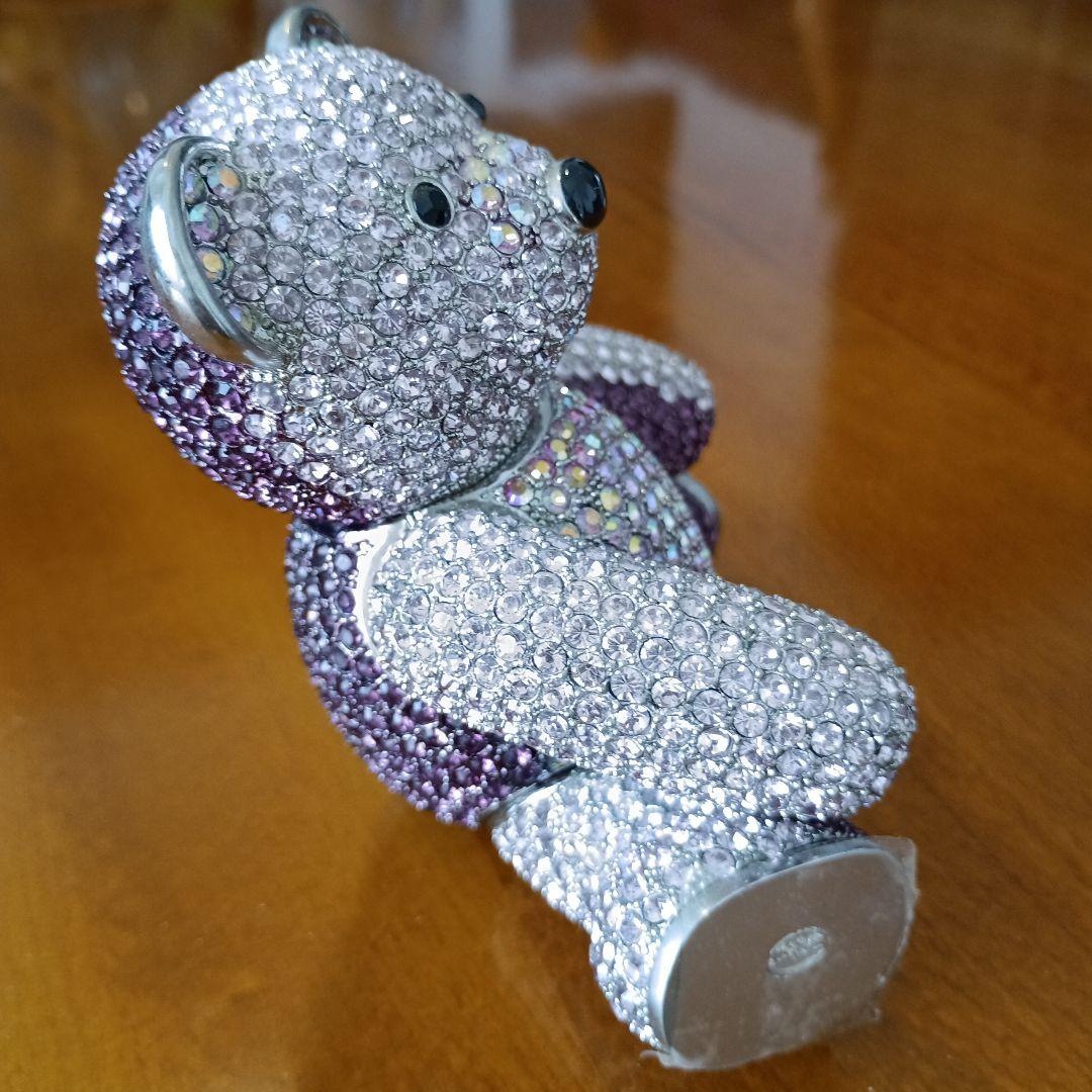 クリスタル、スワロフスキー装飾✳テディベア　ピンクパープル　アメリカ製　希少