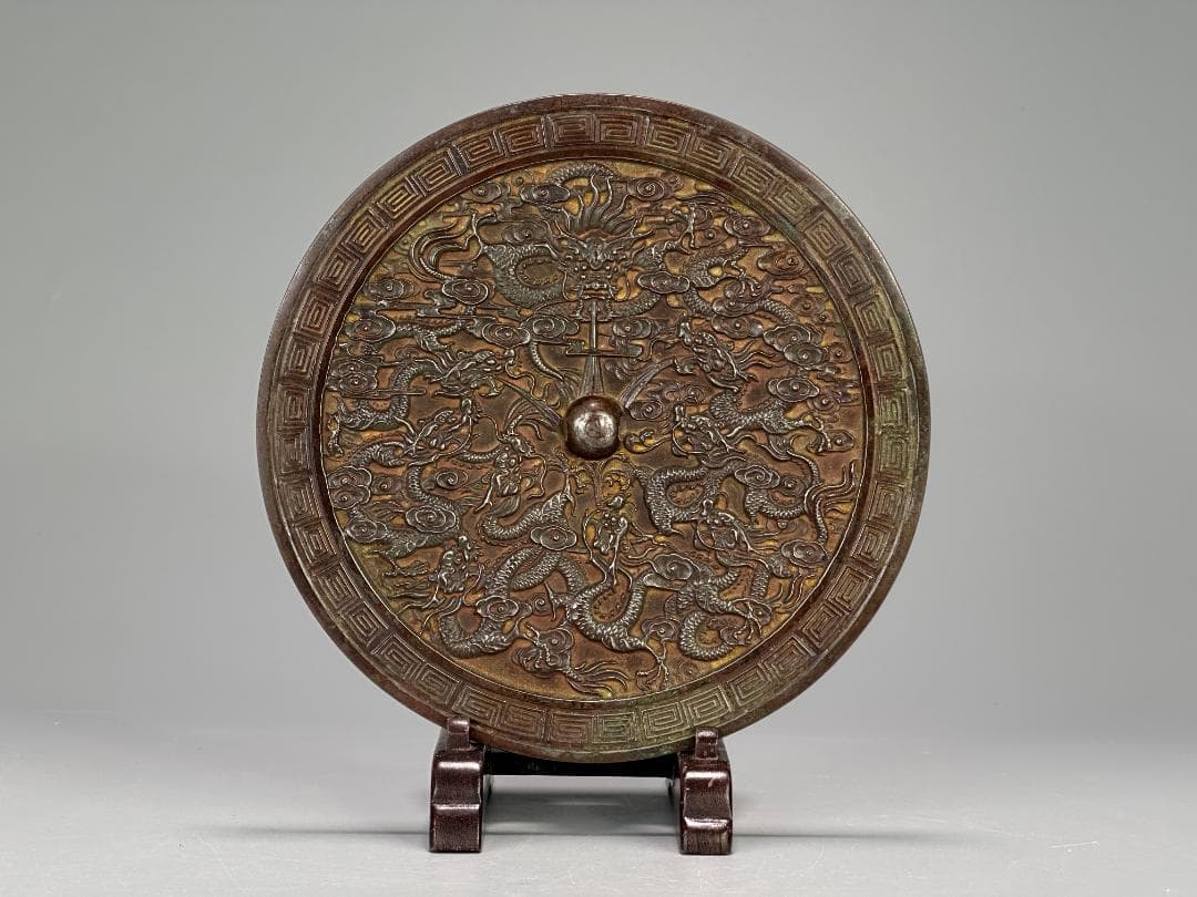 25.10.7-2 銅製　龍文銅鏡　唐鏡　唐物　時代　中国