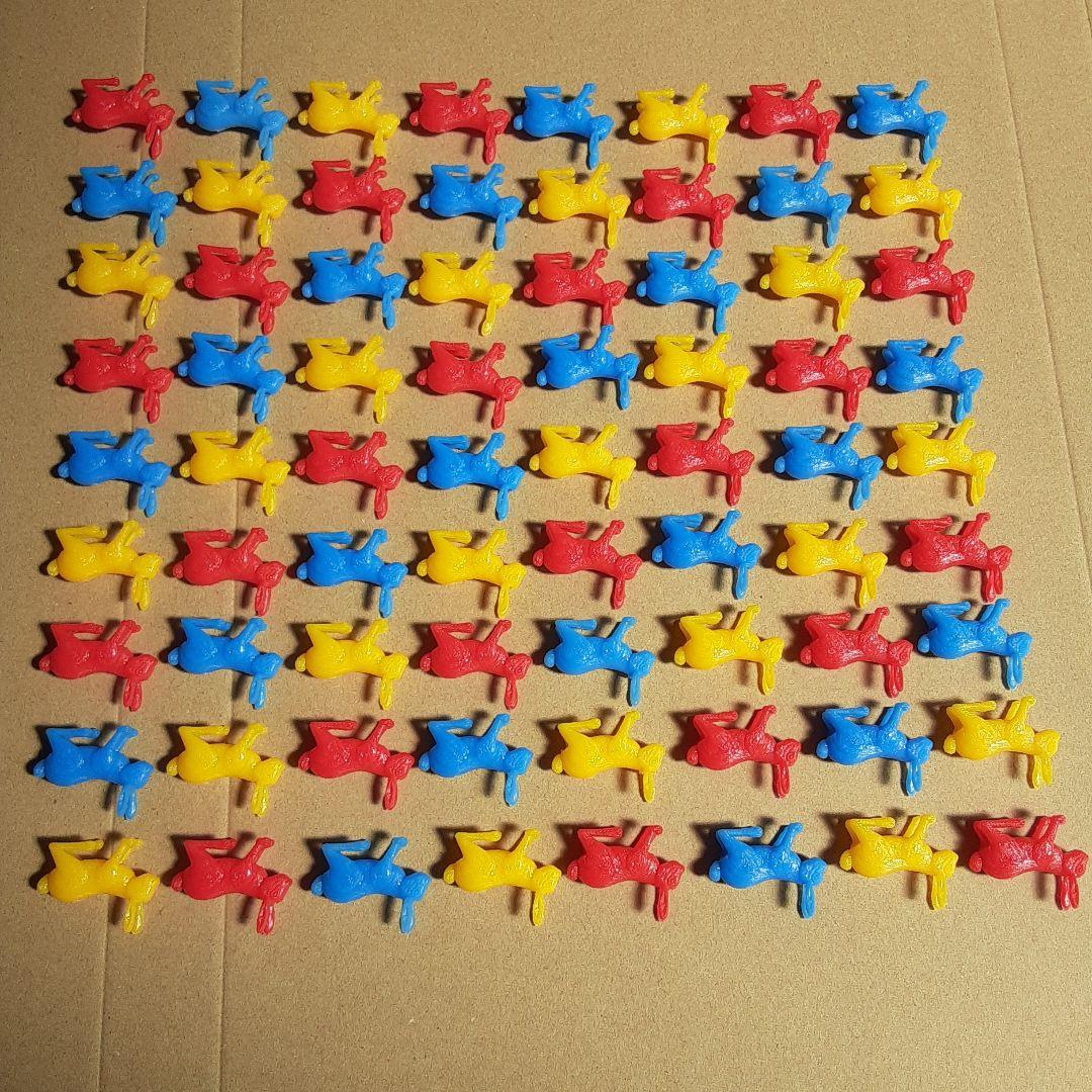 食玩　コリス　フエラムネ　おまけ　おもちゃばこ　豆動物　うさぎ　赤黄青　72点