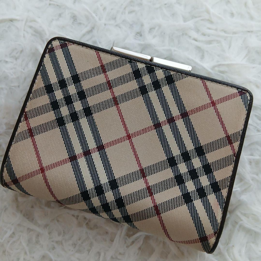 【BURBERRY】ノバチェック　レザー がま口　3つ折り財布