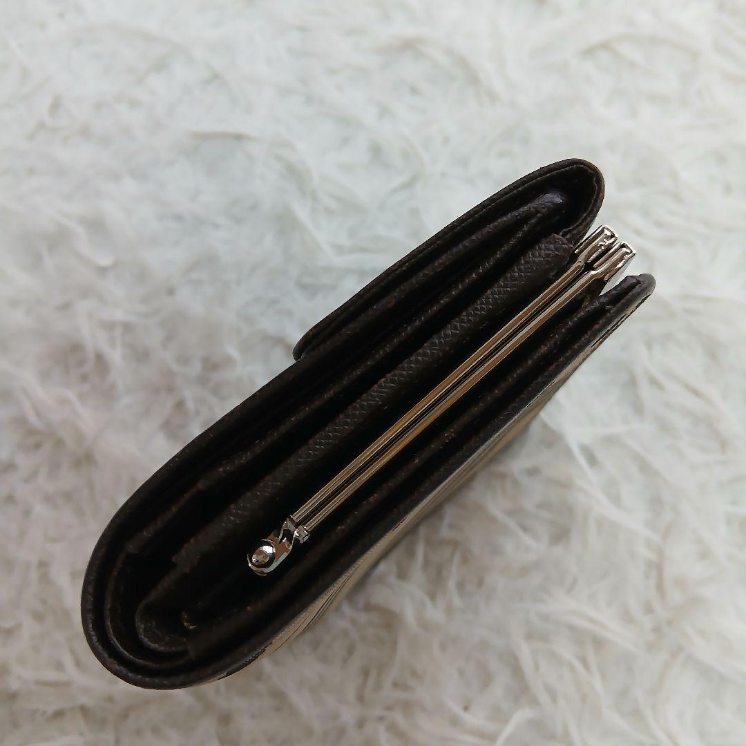 【BURBERRY】ノバチェック　レザー がま口　3つ折り財布