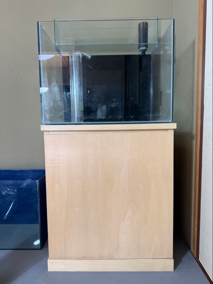オーバーフロー水槽[60㎝]＋水槽台＋アクアリウム必需品多数 引取り限定 宮城県