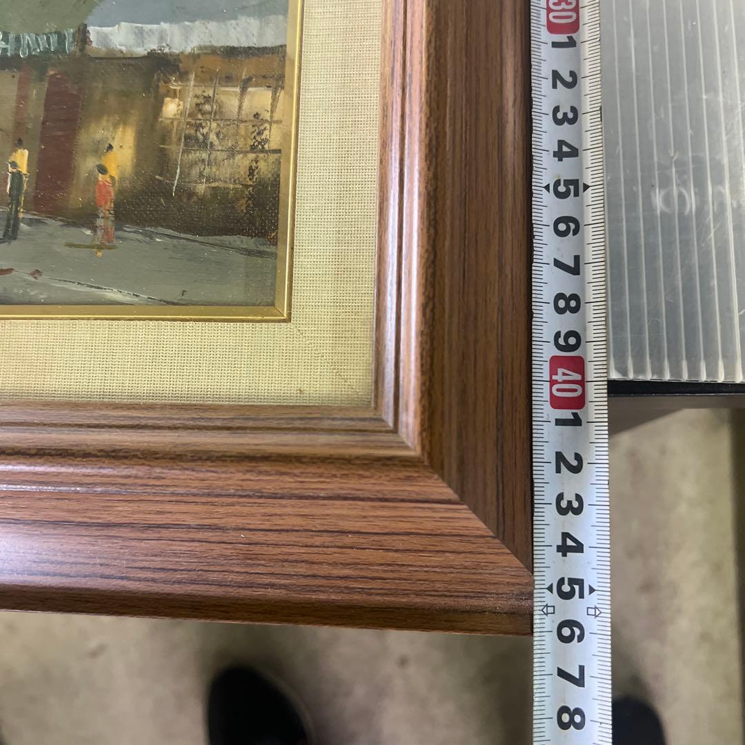 黒沢久 街角の風景 油彩画 サインあり