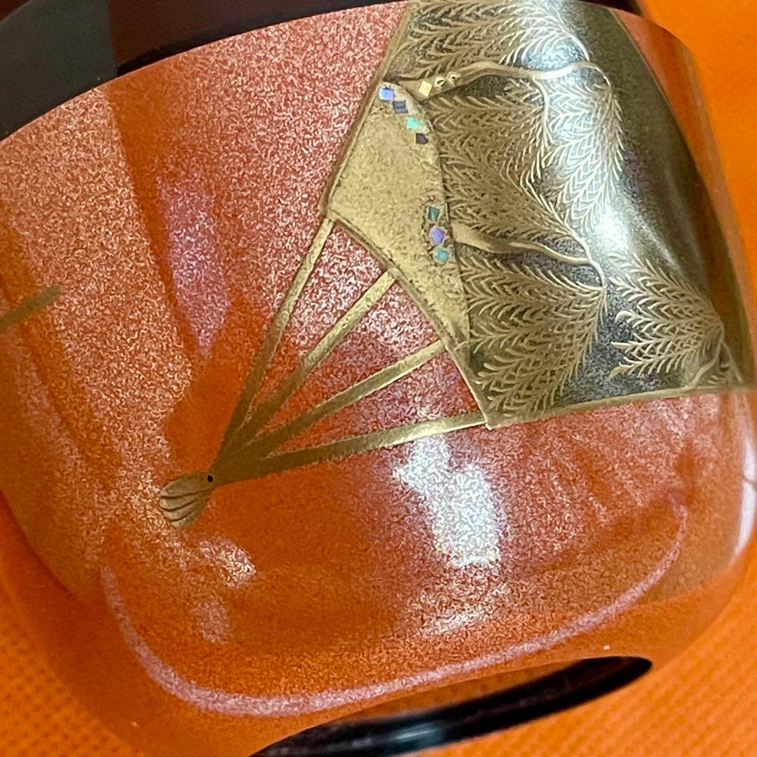 棗　扇面唐松蒔絵　秀山