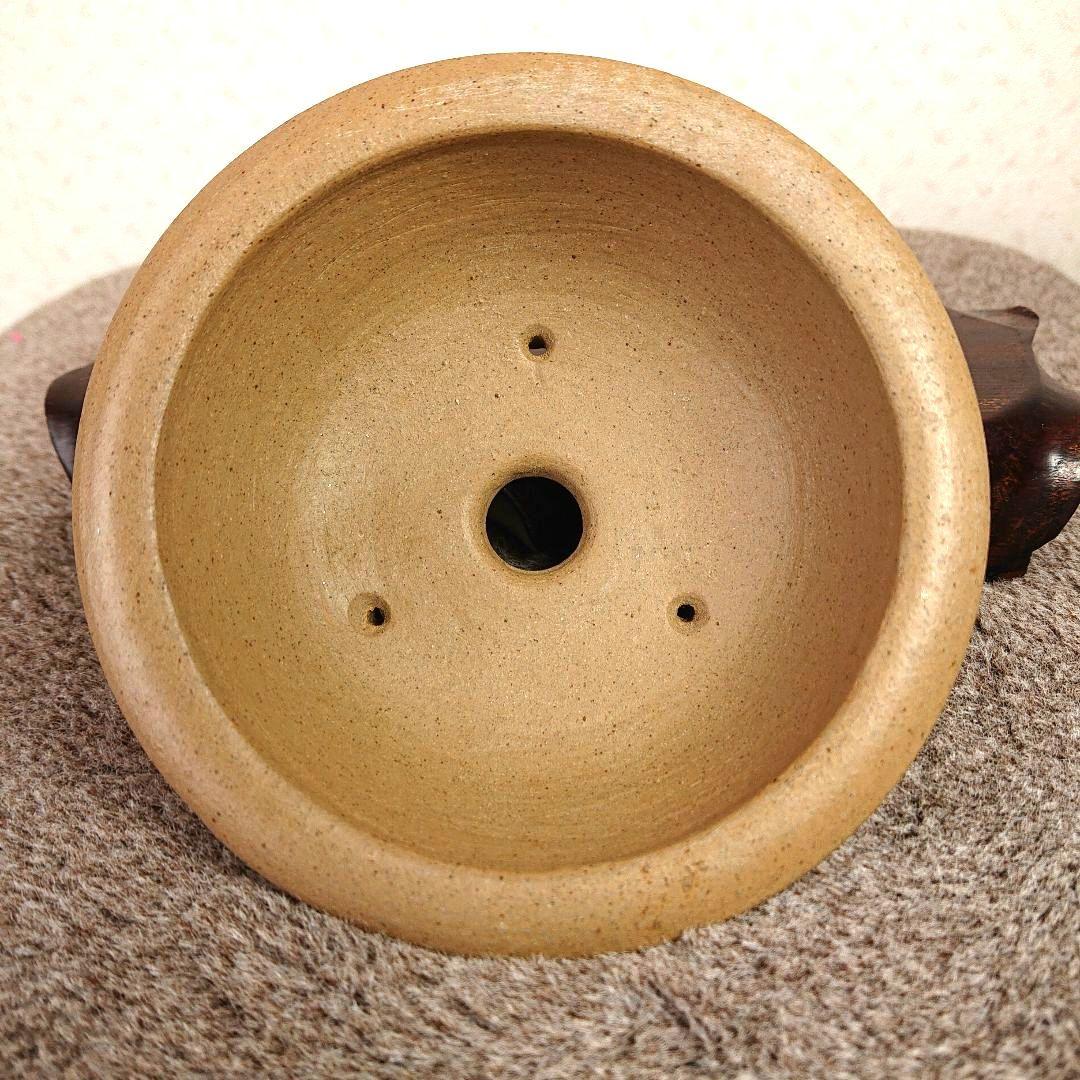 庄八作  / 白泥 小品盆栽鉢 山水賢人模様