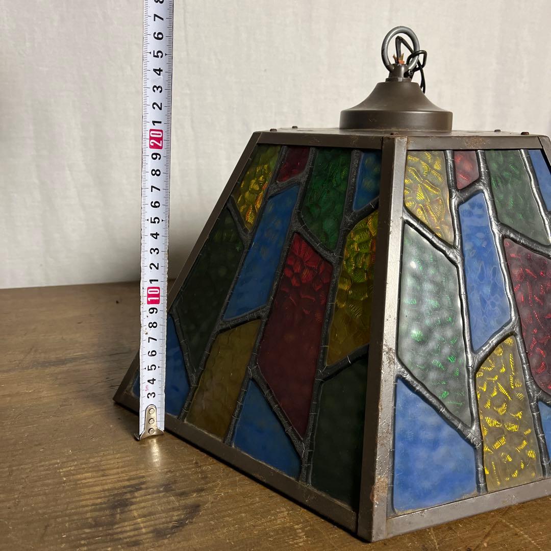 ビンテージ品◾️ステンドグラス調デザイン モザイク柄 天井照明 ペンダントライトB