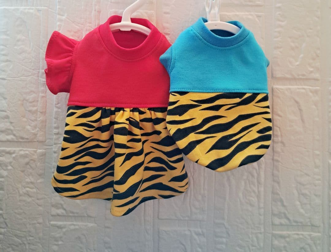 ひろ様　　　胴32　　赤鬼風ギャザーワンピース　フリル袖　#犬節分　#ラメ