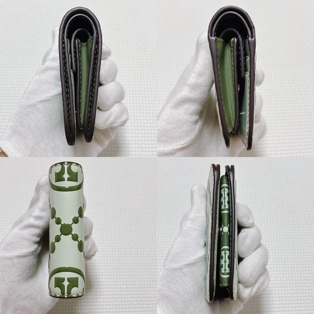 ・未使用　TORY BURCH トリーバーチ　レザー二つ折り財布　ライトグリーン