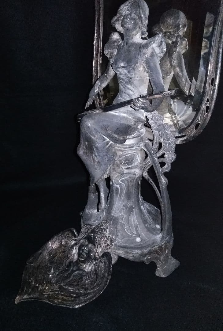 最高級 アンティーク アール・ヌーヴォー様式の鏡 ドレッサー アクセサリーケース