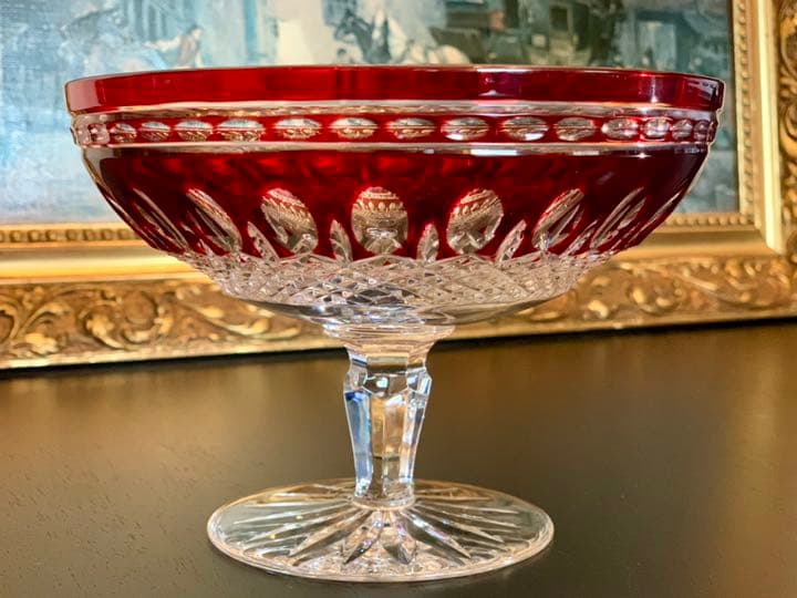 ELBE クリスタル　レア　クラレンドン ルビー ラウンドコンポート