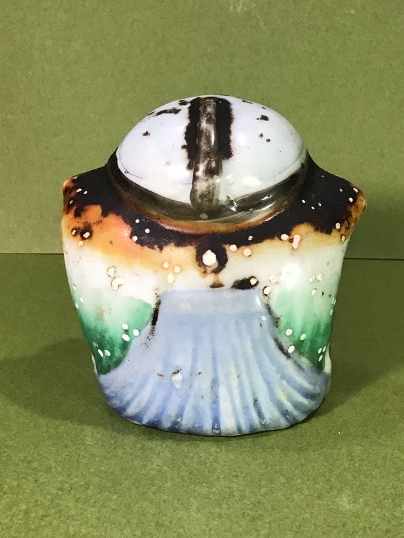 明治期 縁起物 福助 出目金 磁器 人形 戦前 アンティーク ドール 郷土玩具