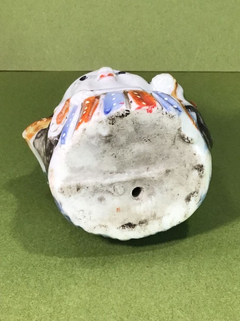 明治期 縁起物 福助 出目金 磁器 人形 戦前 アンティーク ドール 郷土玩具
