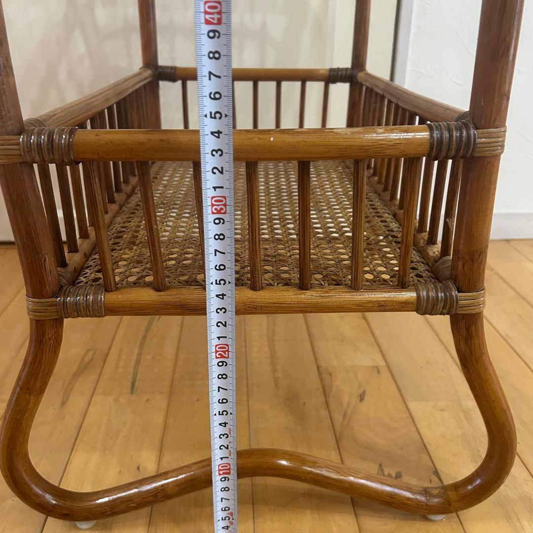 ☆アンティーク☆ ラタン　脱衣かご　ワゴン　マルチ　ラック　バスケット　古道具
