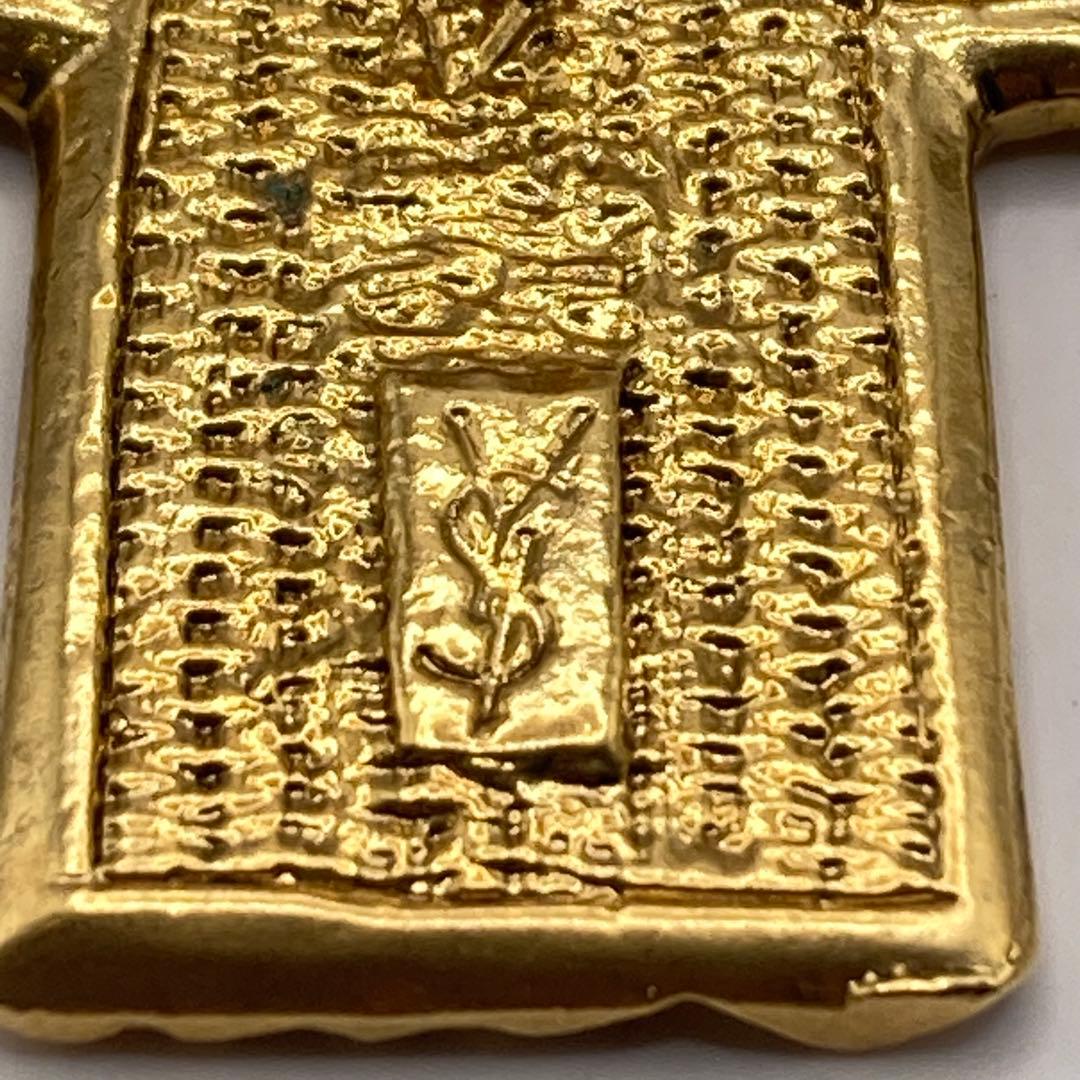 YVES SAINT LAURENT イブサンローラン クロスブローチ ゴールド