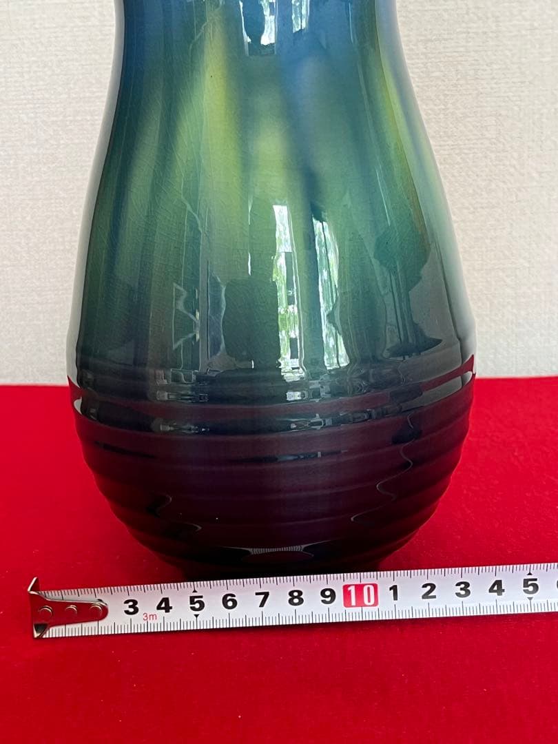 柳雨軒 三代 人間国宝 徳田八十吉（正彦銘）碧明釉 花瓶 約20.5㎝ T266