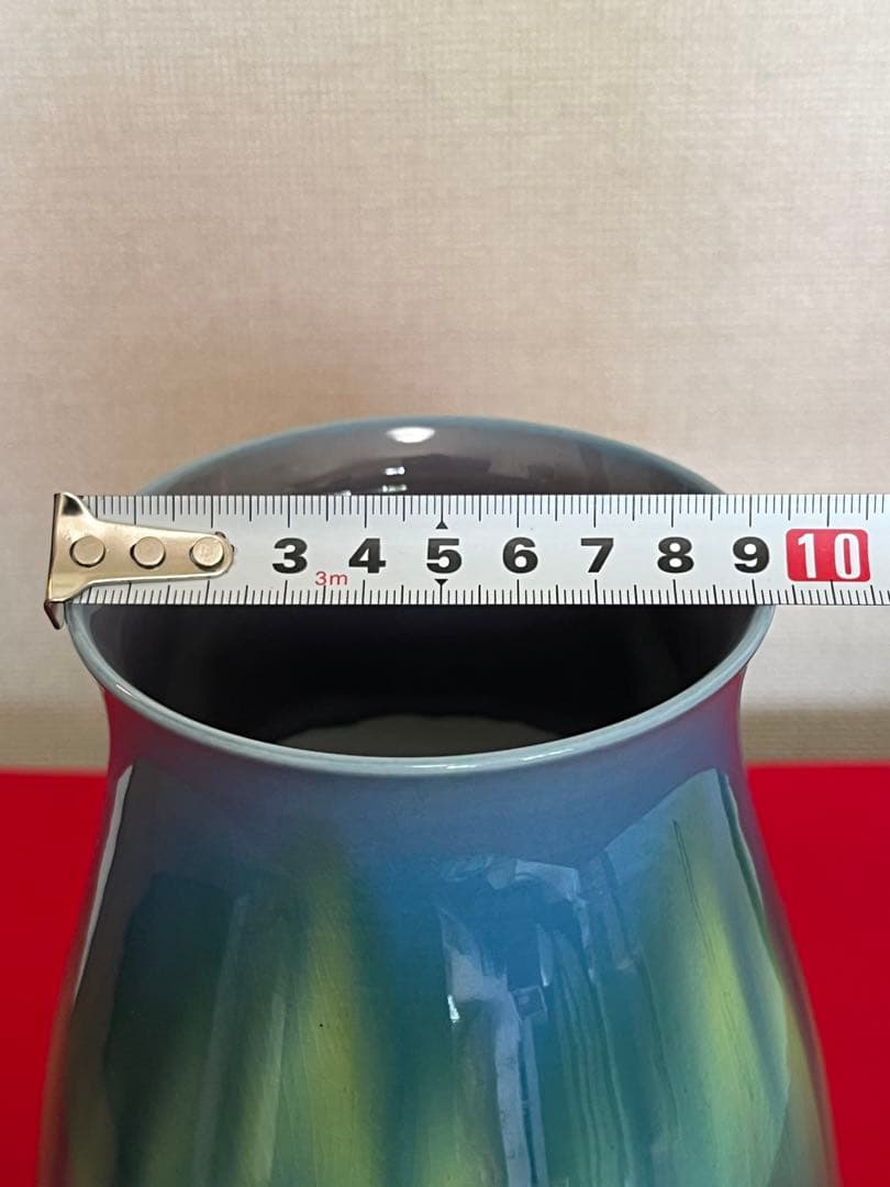 柳雨軒 三代 人間国宝 徳田八十吉（正彦銘）碧明釉 花瓶 約20.5㎝ T266