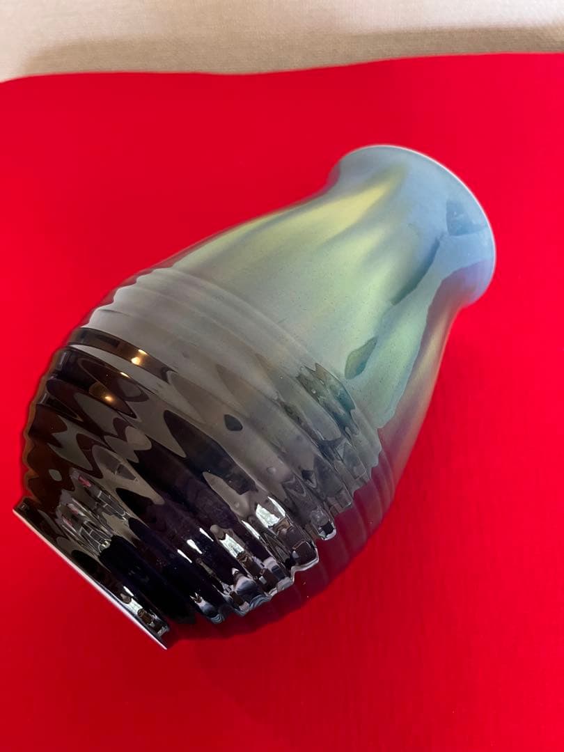 柳雨軒 三代 人間国宝 徳田八十吉（正彦銘）碧明釉 花瓶 約20.5㎝ T266