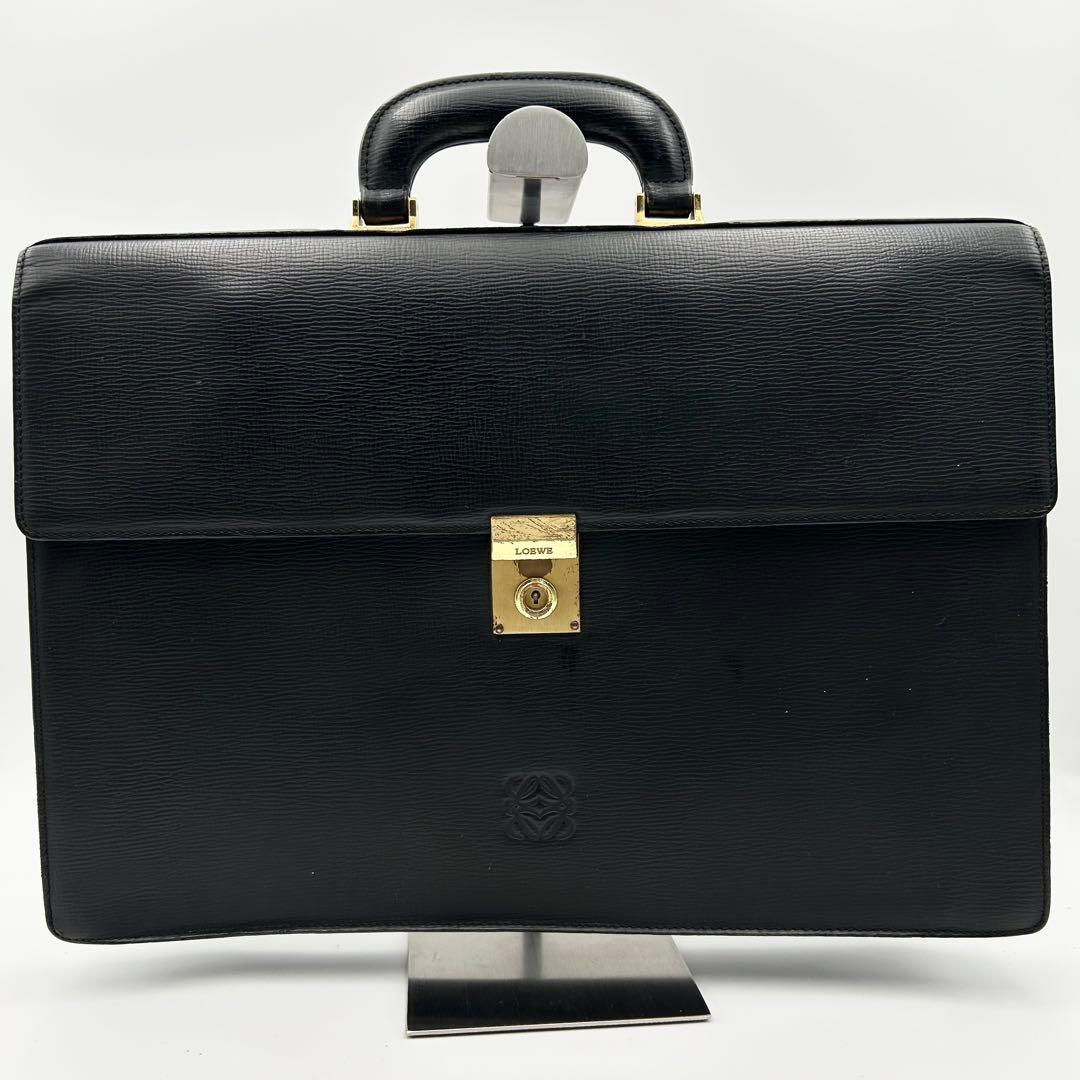 希少✨ ロエベ ビジネスバッグ ブリーフケース アナグラム ロゴ型押し シボ革