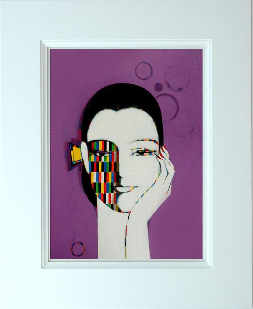 油絵 菅家令子 絵 絵画 インテリア 額付(黒) F6-082211 人物 女性